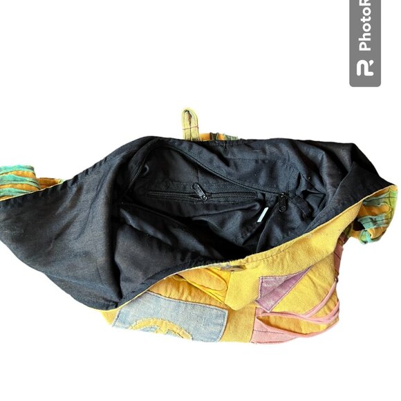 Boho Hippie Crossbody Sling 100% Cotton Lined Tote Bag, Made in Nepal - Picture 4 of 8